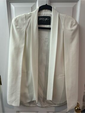 Nasty Gal Ivory Shawl Collar Blazer
